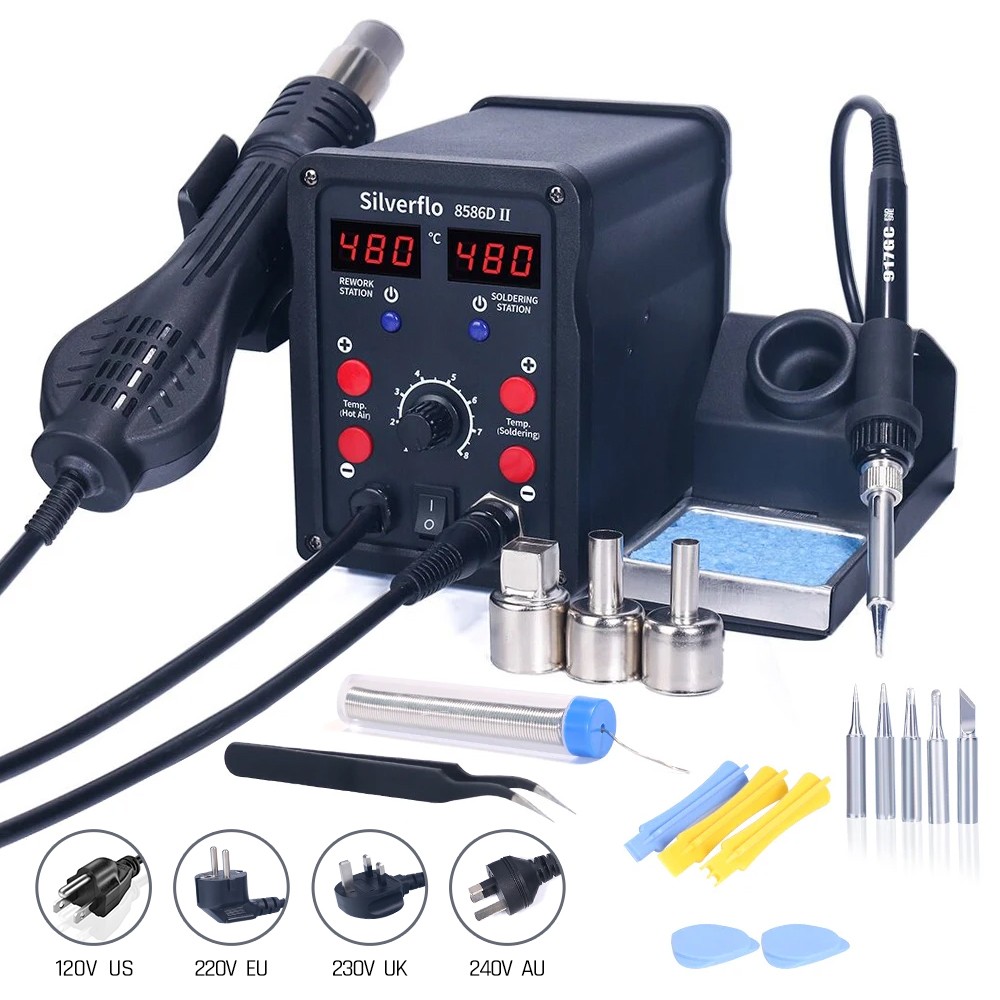 Smd Rework Station Hot Air Soldering 2 In 1 - Silverflo 8586D Lehimleme İstasyonu 2'si 1