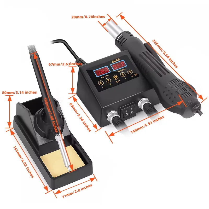 60W LED Dijital Ekranlı Sıcak  - Smd Rework Station Hot Air Soldering 2 In 1 incelemesi ve fiyatı