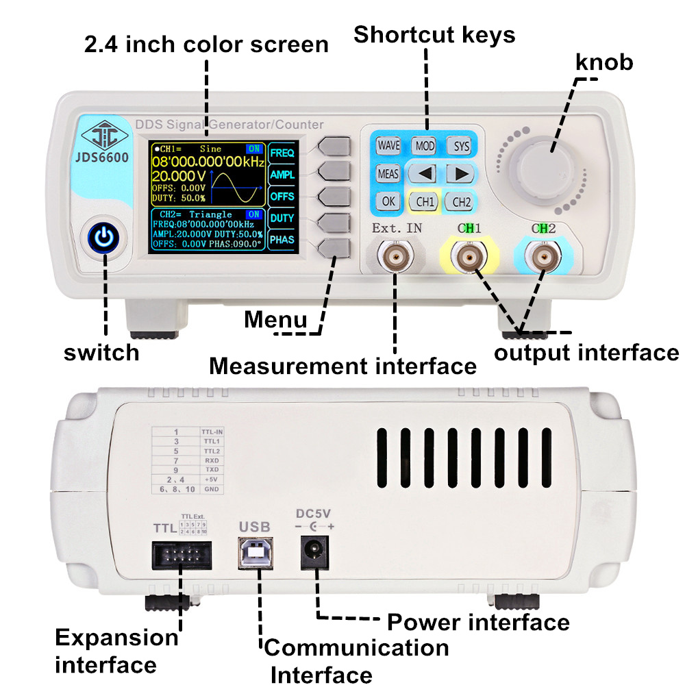 JDS6600 15/30/40/50/60MHz DDS  - Dual Channel Arbitrary Waveform Function Generator 60Mhz incelemesi ve fiyatı